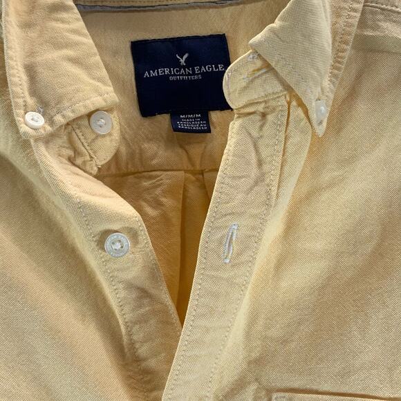 AMERICAN EAGLE OUTFITTERS Men's Yellow Seriously Soft Button-Up Shirt SZ M - Picture 4 of 13